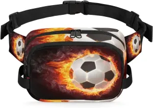 Soccer Flame Fanny Packs for Women Men Fashion Waist Packs Belt Bag Water-resistant Crossbody Bag Soccer Art Waist Pouch Waist Pack Hip Bum Bag for Hiking Casual Travel Cycling
