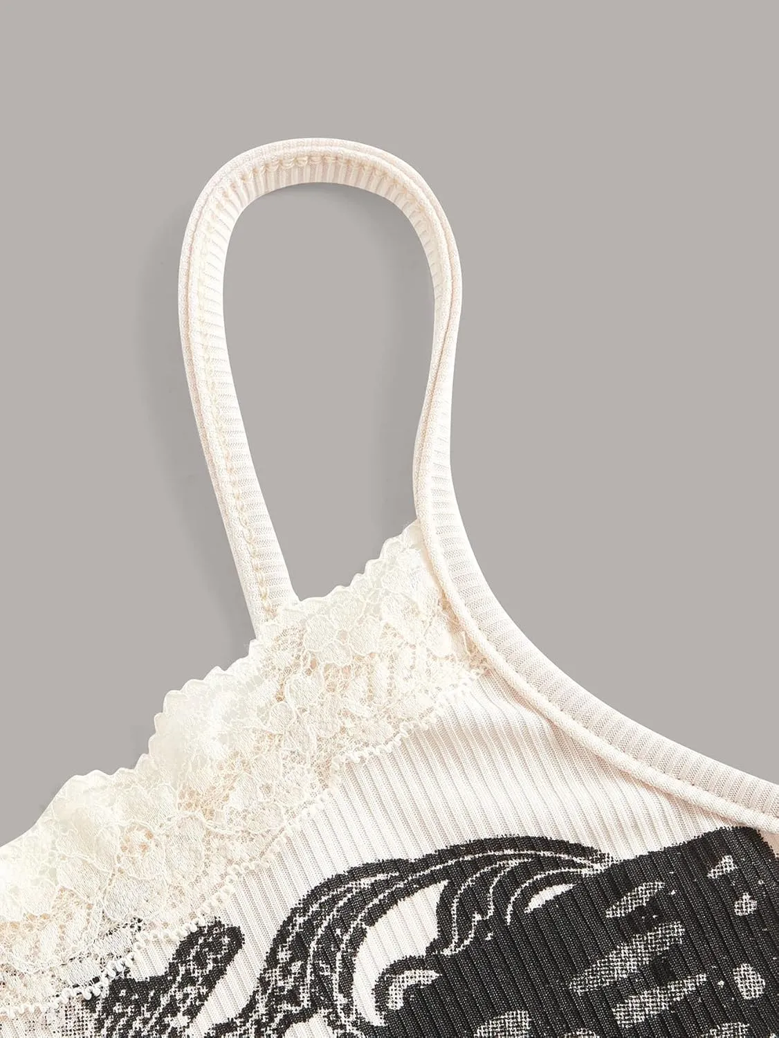 SOLY HUX Women's Star Striped Print Lace Cami Top Sexy Summer Sleeveless Shirt Tops Camisole