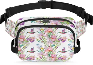 Spirng Flower Bird Fanny Pack Crossbody Bags for Women Men Waist Packs Hip Bum Bag Cross Body Fanny Pack with Adjustable Strap for Running Hiking Travel
