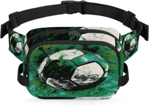 Splash Sorrer Fanny Packs for Women Men Fashion Waist Packs Belt Bag Water-resistant Crossbody Bag Green Grunge Soccer Waist Pouch Waist Pack Hip Bum Bag for Hiking Casual Travel Cycling