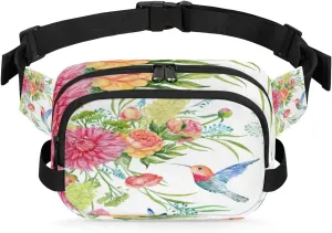 Spring Flower Buttlerfly Fanny Packs for Women Men Fashion Waist Packs Belt Bag Water-resistant Crossbody Bag Waist Pouch Waist Pack Hip Bum Bag for Hiking Casual Travel Cycling