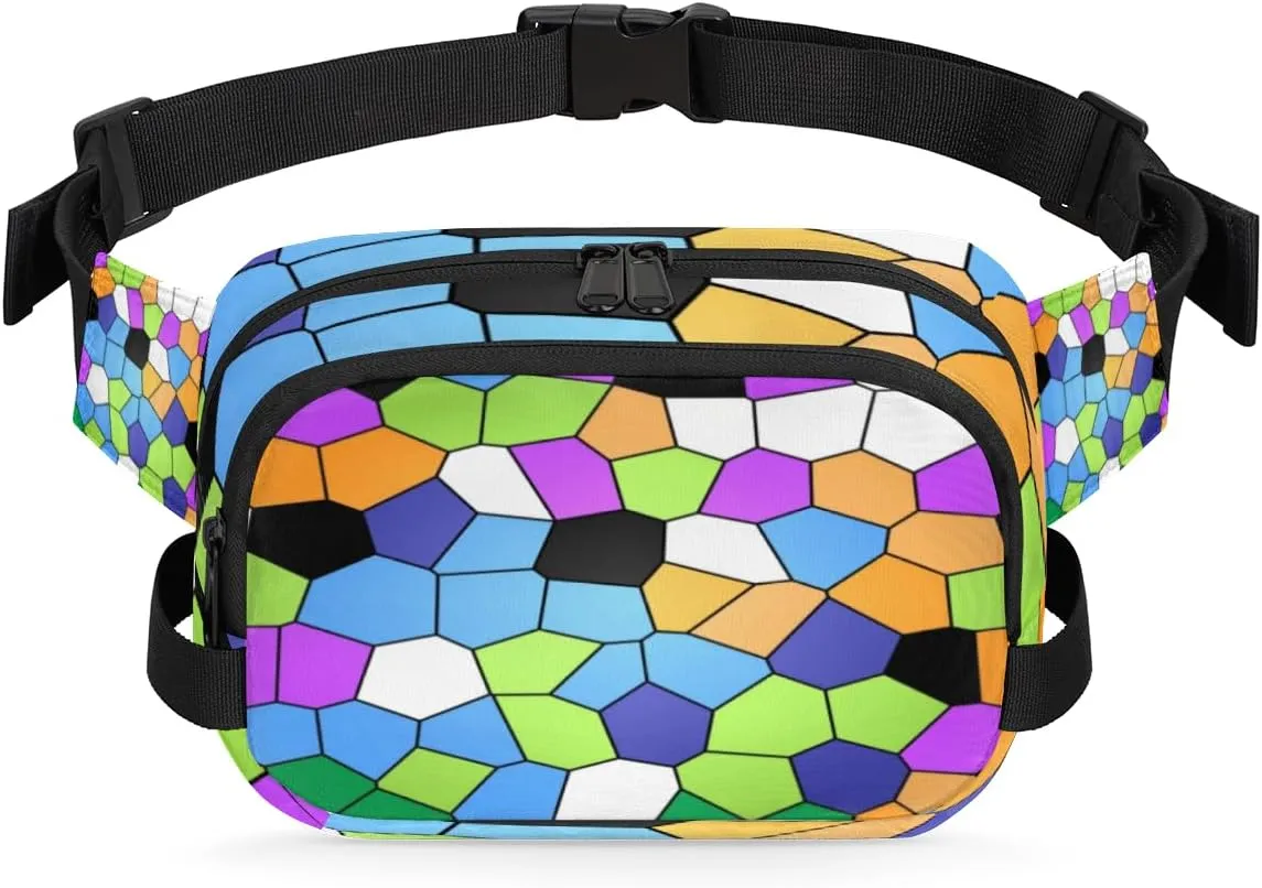 Stained Glass Colorful Fanny Packs for Women Men Fashion Waist Packs Belt Bag Water-resistant Crossbody Bag Waist Pouch Waist Pack Hip Bum Bag for Hiking Casual Travel Cycling