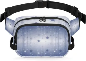 Star Stripe Indigo Fanny Pack Crossbody Bags for Women Men Waist Packs 4th of July Hip Bum Bag Cross Body Fanny Pack with Adjustable Strap for Running Hiking Travel
