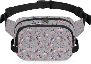 Stars And Stripe Patriotic Fanny Packs for Women Men Fashion Waist Packs Belt Bag Water-resistant Crossbody Bag 4th of July Waist Pouch Waist Pack Hip Bum Bag for Hiking Casual Travel Cycling
