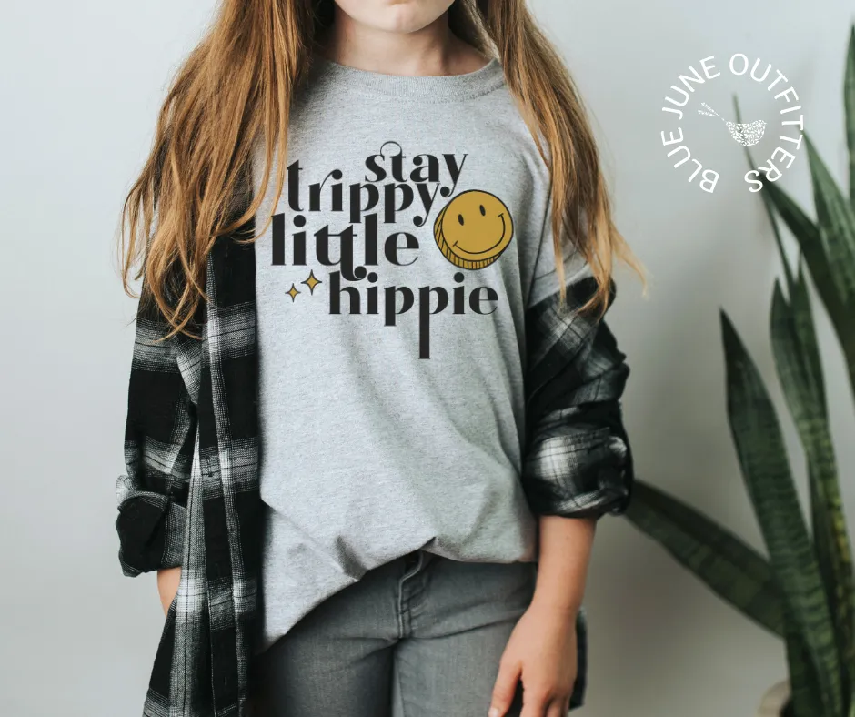 Stay Trippy Little Hippie | Retro Youth Tee