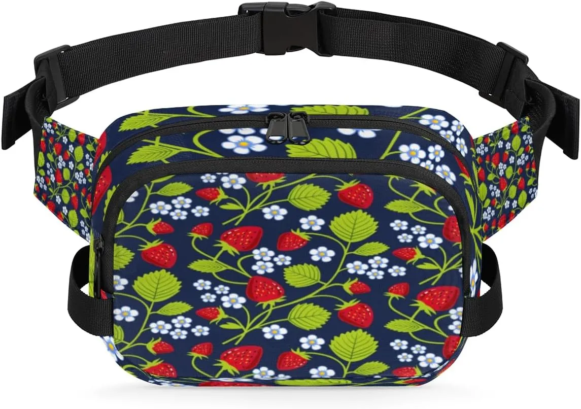 Strawberry Aesthetic Bright Fanny Pack Crossbody Bags for Women Men Waist Packs Hip Bum Bag Cross Body Fanny Pack with Adjustable Strap for Running Hiking Travel