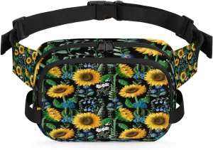 Sunflower Flower Art Fanny Pack Crossbody Bags for Women Men Waist Packs Hip Bum Bag Cross Body Fanny Pack with Adjustable Strap for Running Hiking Travel