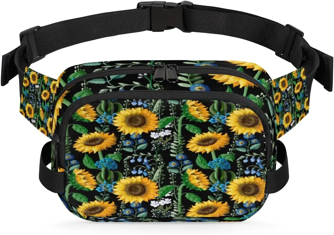 Sunflower Flower Art Fanny Pack Crossbody Bags for Women Men Waist Packs Hip Bum Bag Cross Body Fanny Pack with Adjustable Strap for Running Hiking Travel