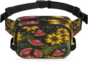 Sunflower Watermelon Tribe Ethnic Fanny Packs for Women Men Fashion Waist Packs Belt Bag Water-resistant Crossbody Bag Waist Pouch Waist Pack Hip Bum Bag for Hiking Casual Travel Cycling
