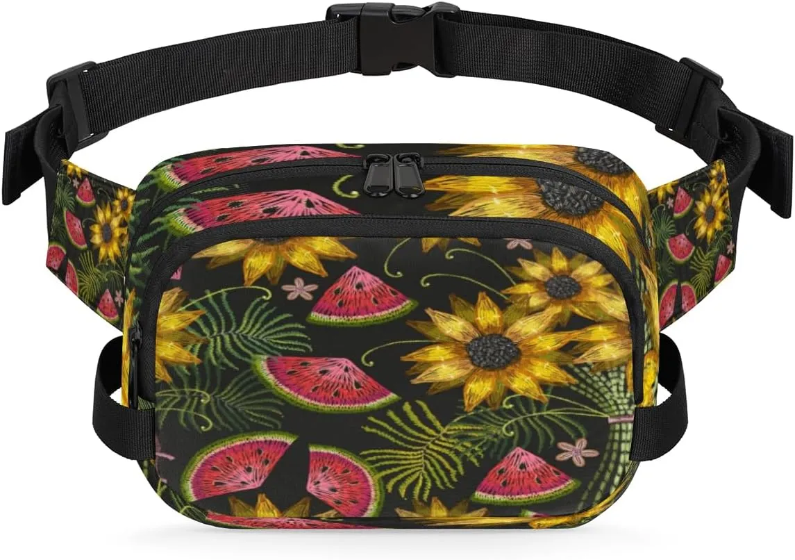Sunflower Watermelon Tribe Ethnic Fanny Packs for Women Men Fashion Waist Packs Belt Bag Water-resistant Crossbody Bag Waist Pouch Waist Pack Hip Bum Bag for Hiking Casual Travel Cycling