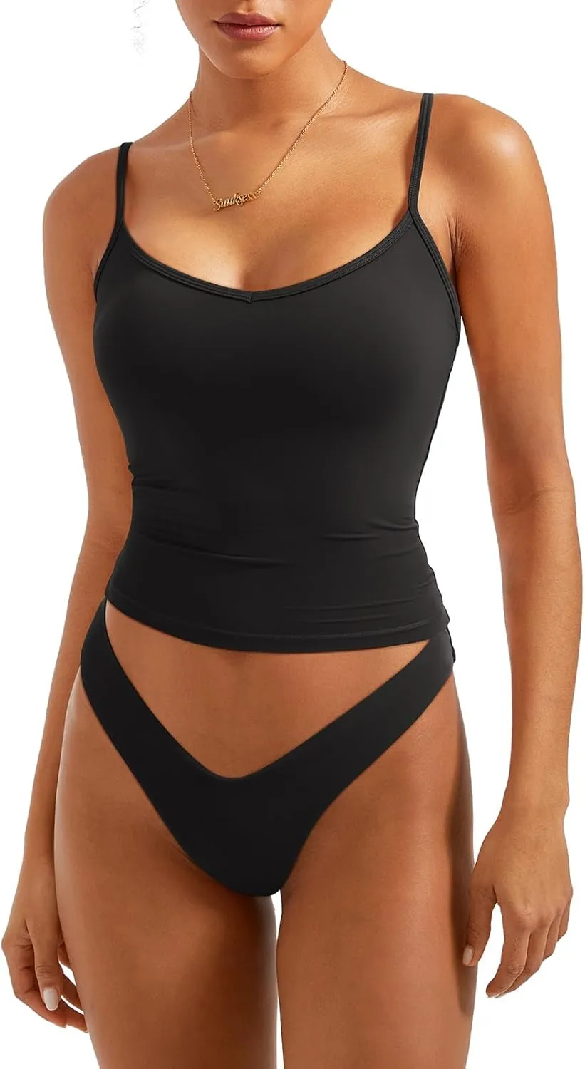 SUUKSESS Women Sexy V Neck Tank Tops Y2K Going Out Top Fitted Basic Cami Shirts