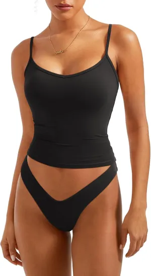 SUUKSESS Women Sexy V Neck Tank Tops Y2K Going Out Top Fitted Basic Cami Shirts