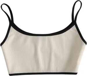 SweatyRocks Women's Crop Camisole Tops Slim Fit Contrast Binding Sleeveless Summer Top