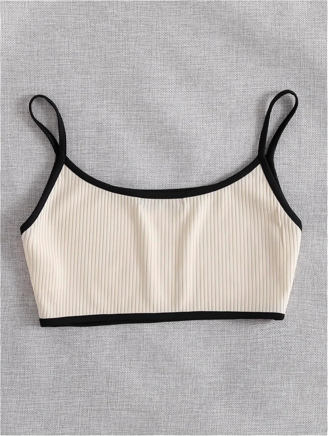 SweatyRocks Women's Crop Camisole Tops Slim Fit Contrast Binding Sleeveless Summer Top