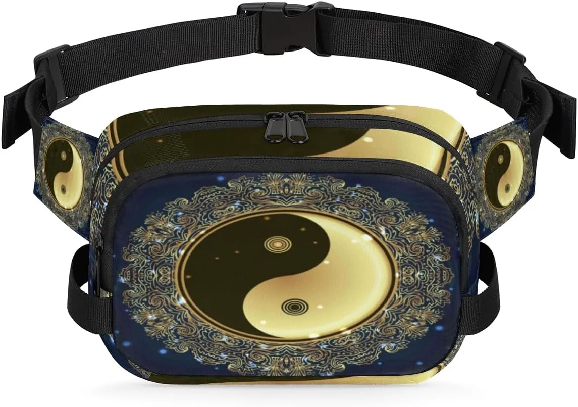 Tai Chi Mandala Fanny Pack Crossbody Bags for Women Men Waist Packs Hip Bum Bag Cross Body Fanny Pack with Adjustable Strap for Running Hiking Travel