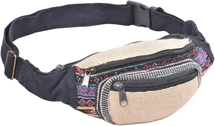 The Collection Royal Handmade Festival Cotton Polyester Waistpack Boho Hippie Waist Bag Hip Bum Running Belt Fanny Pack Travel Utility Belt (Multicolored-C)