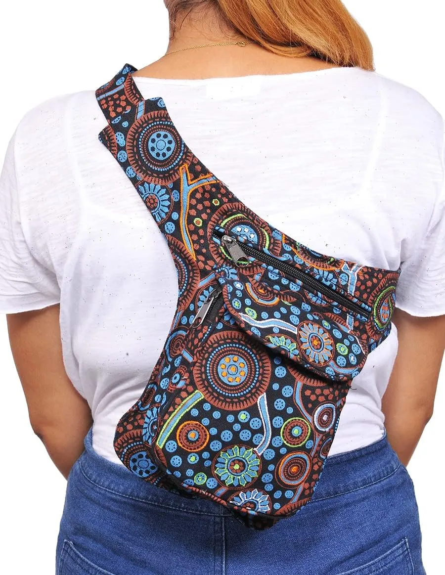 The Collection Royal Handmade Festival Waistpack Boho Hippie Waist Bag Hip Bum Running Belt Fanny Pack Travel Utility Belt (Blk Mul)