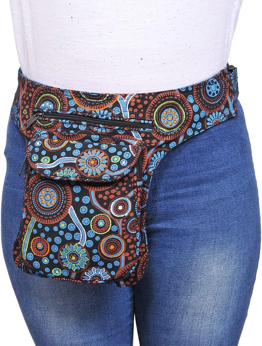 The Collection Royal Handmade Festival Waistpack Boho Hippie Waist Bag Hip Bum Running Belt Fanny Pack Travel Utility Belt (Blk Mul)