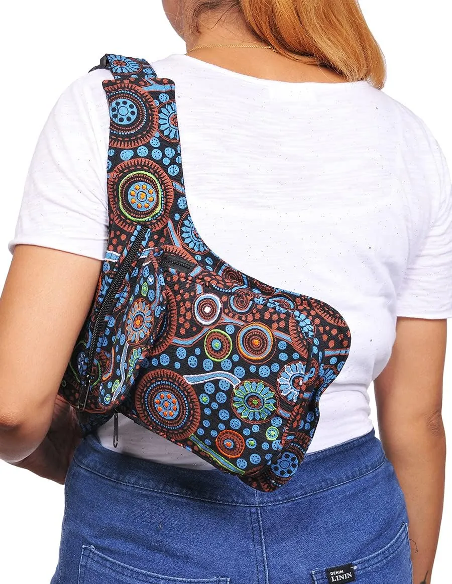 The Collection Royal Handmade Festival Waistpack Boho Hippie Waist Bag Hip Bum Running Belt Fanny Pack Travel Utility Belt (Blk Mul)