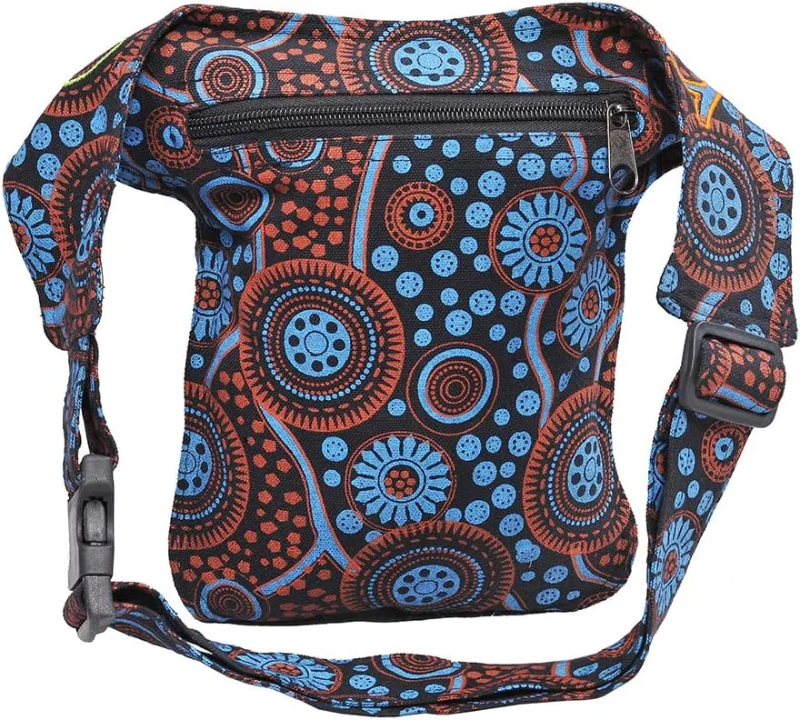 The Collection Royal Handmade Festival Waistpack Boho Hippie Waist Bag Hip Bum Running Belt Fanny Pack Travel Utility Belt (Blk Mul)