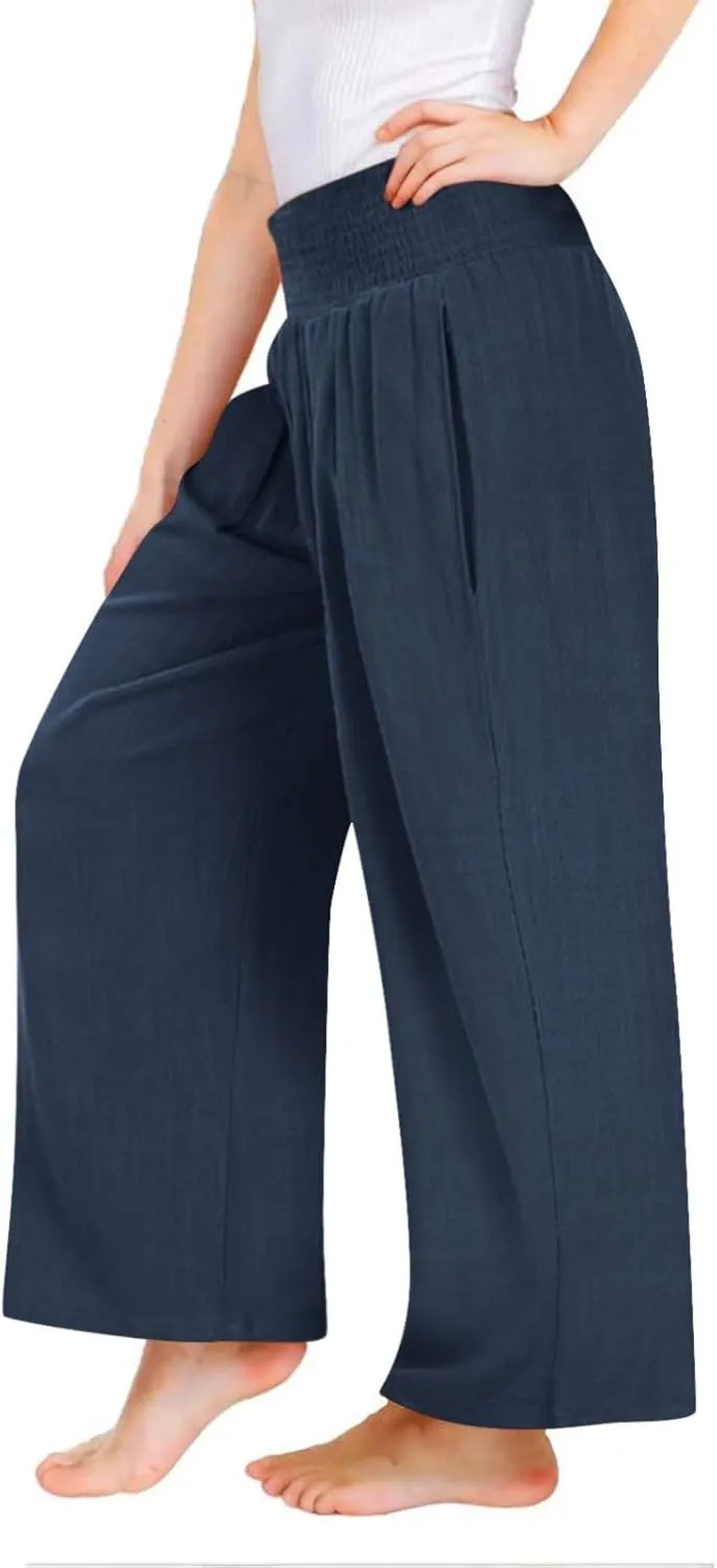Toddler Girls' Baggy Pants Solid Elastic High Waist Lounge Trousers Wide Leg Workout Active Fashion Pants