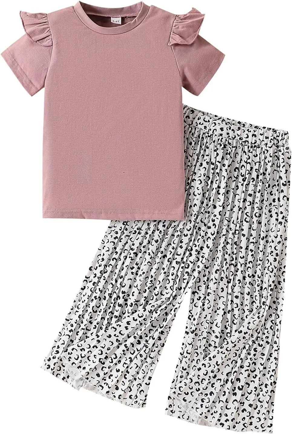 Toddler Kid Girl Clothes Casual Flying Sleeve Top Flower Printed Pants 2PC Outfit Set