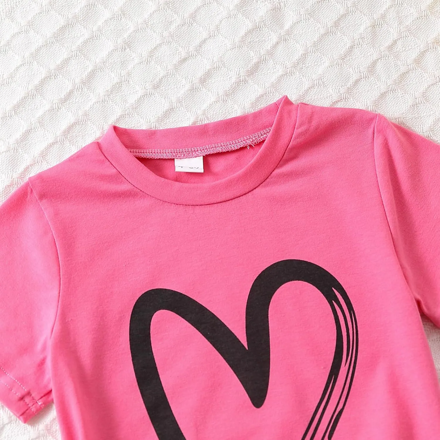 Toddler Kid Girl Clothes Heart Print Short Sleeves Top   Shorts 2PC Summer Outfit Set
