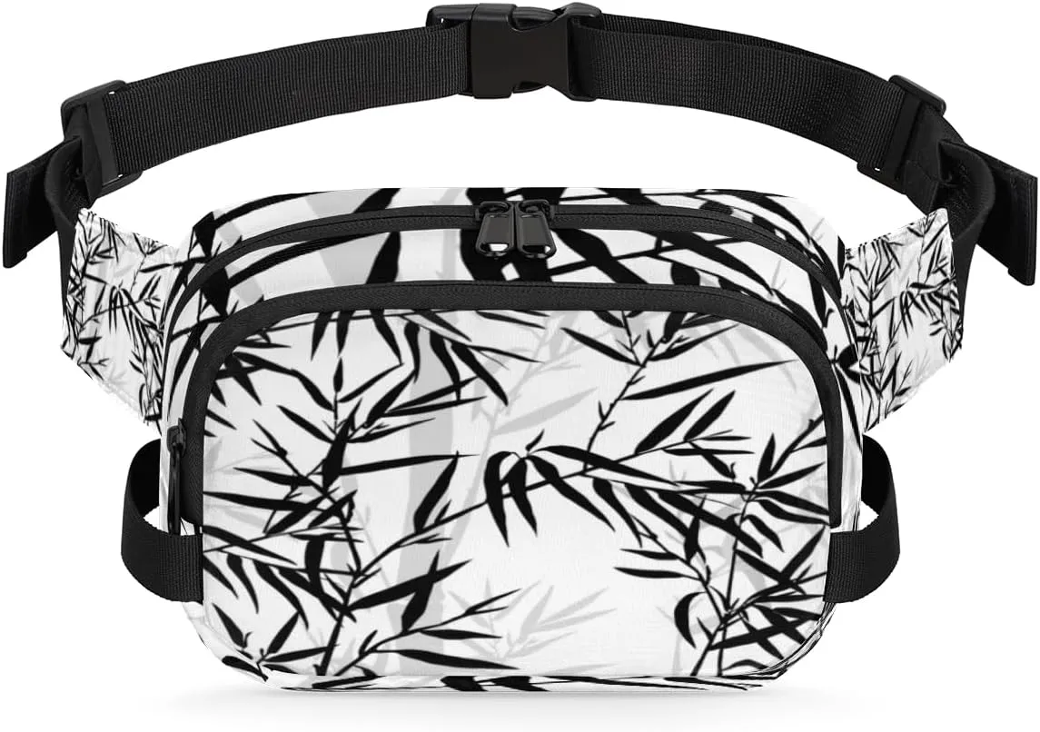 Tree Leaf Fanny Pack Crossbody Bags for Women Men Waist Packs Grey Black Hip Bum Bag Cross Body Fanny Pack with Adjustable Strap for Running Hiking Travel