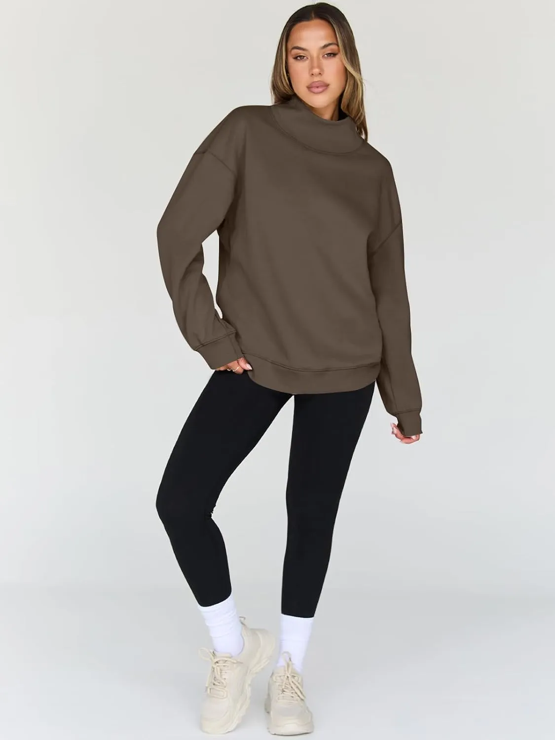 Trendy Queen Womens Oversized Sweatshirts Turtleneck Pullover Long Sleeve Hoodies Tops Fall Fashion Outfits 2025 Clothes