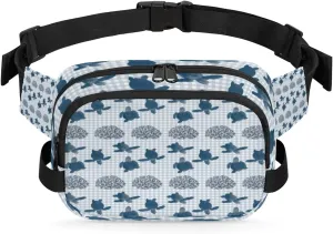 Turtle Coral Blue Fanny Packs for Women Men Fashion Waist Packs Belt Bag Water-resistant Crossbody Bag Abstract Turtle Waist Pouch Waist Pack Hip Bum Bag for Hiking Casual Travel Cycling