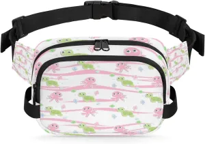 Turtle Octopus Pink Fanny Pack Crossbody Bags for Women Men Waist Packs Hip Bum Bag Cross Body Fanny Pack with Adjustable Strap for Running Hiking Travel