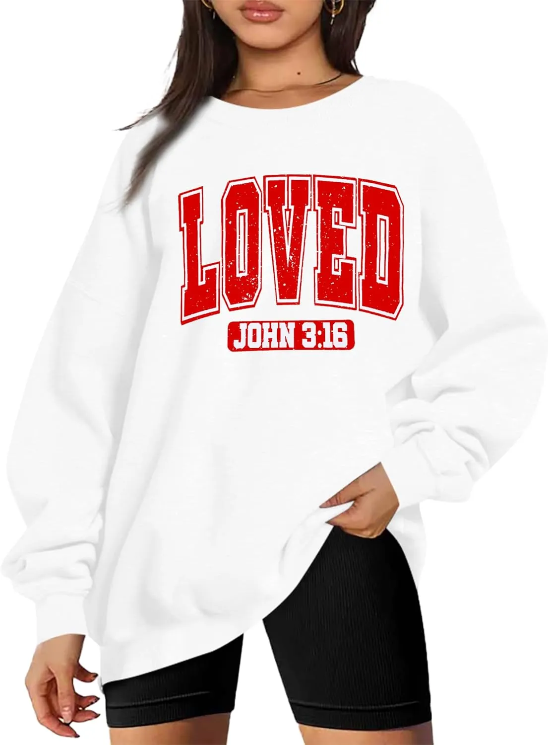 UNIQUEONE Valentines Sweatshirts for Women Love Sweatshirt Love Heart Graphic Pullover Cute Holiday Crewneck Long Sleeve Tops