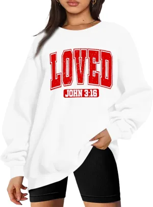 UNIQUEONE Valentines Sweatshirts for Women Love Sweatshirt Love Heart Graphic Pullover Cute Holiday Crewneck Long Sleeve Tops