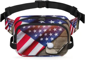 Usa Flag Golf Fanny Packs for Women Men Fashion Waist Packs Belt Bag Water-resistant Crossbody Bag Waist Pouch Waist Pack Hip Bum Bag for Hiking Casual Travel Cycling