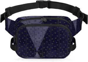 Vintage Leaves Fanny Pack Crossbody Bags for Women Men Waist Packs Dark Blue Hip Bum Bag Cross Body Fanny Pack with Adjustable Strap for Running Hiking Travel