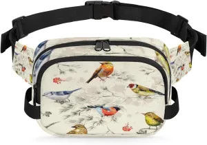 Vintage Little Birds Fanny Packs for Women Men Fashion Waist Packs Belt Bag Water-resistant Crossbody Bag Grunge Waist Pouch Waist Pack Hip Bum Bag for Hiking Casual Travel Cycling