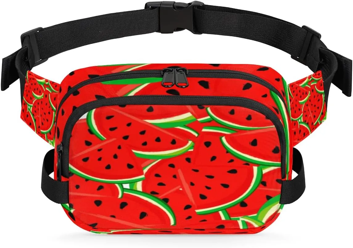 Watermelon Bright Red Waist Pack Bag Fanny Pack for Women Men Hip Bum Bag Waist Packs with Adjustable Strap for Outdoors Workout Traveling Casual Hiking Cycling Running