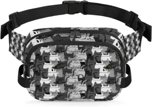 Weird Cat Gray Fanny Pack Crossbody Bags for Women Men Waist Packs Hip Bum Bag Cross Body Fanny Pack with Adjustable Strap for Running Hiking Travel