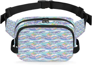 Whale Flower Beautiful Fanny Packs for Women Men Fashion Waist Packs Belt Bag Water-resistant Crossbody Bag Waist Pouch Waist Pack Hip Bum Bag for Hiking Casual Travel Cycling