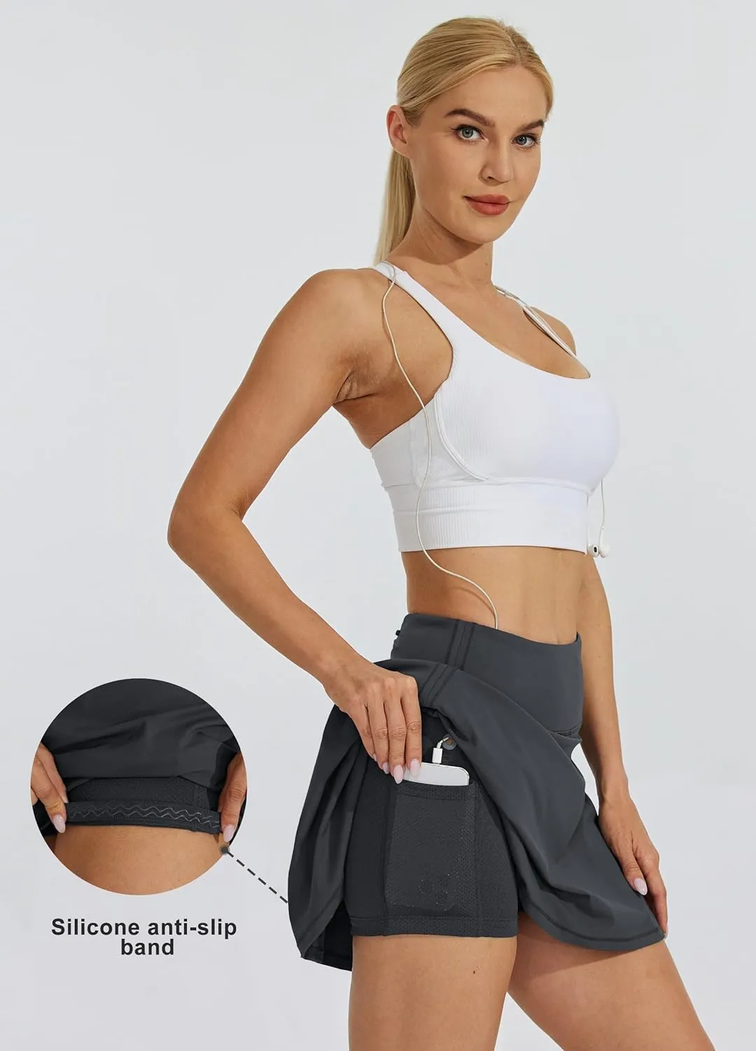 Willit Women's Tennis Skirts High Waisted Athletic Running Skorts Skirts with Shorts Pockets