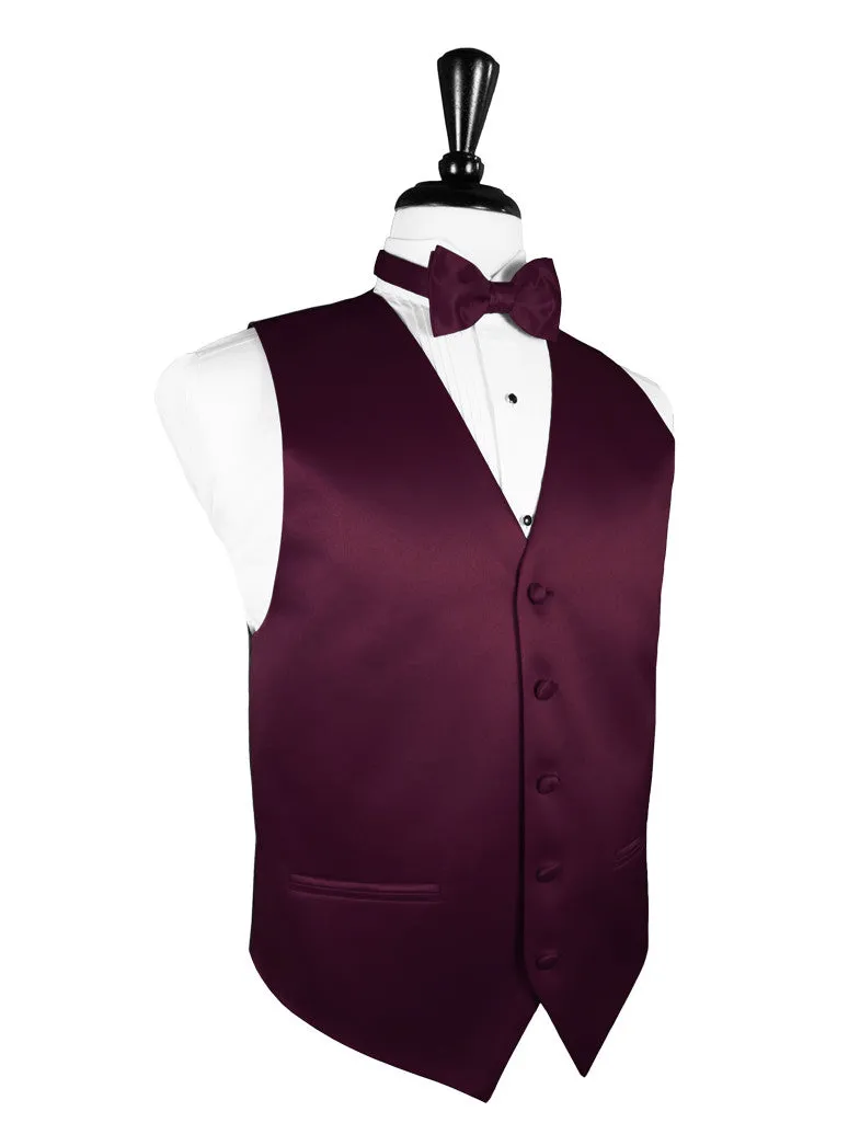 Wine "Premier" Satin Tuxedo Vest and Tie Set
