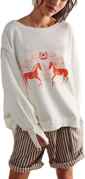 Women Oversized Y2K Graphic Sweatshirts High Low Drop Shoulder Pullover Tops Crewneck Long Sleeve Vintage Shirts