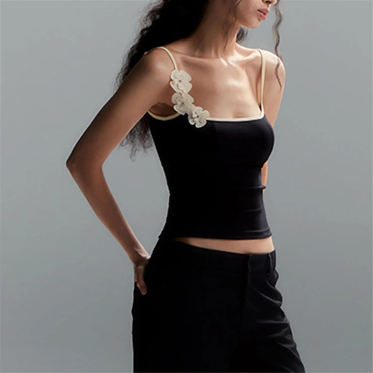 Women Sexy Bodycon Contrast Color Crop Camisole Y2k Spaghetti Strap Low Cut Halter Backless Tank Top Summer Streetwear