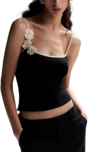 Women Sexy Bodycon Contrast Color Crop Camisole Y2k Spaghetti Strap Low Cut Halter Backless Tank Top Summer Streetwear
