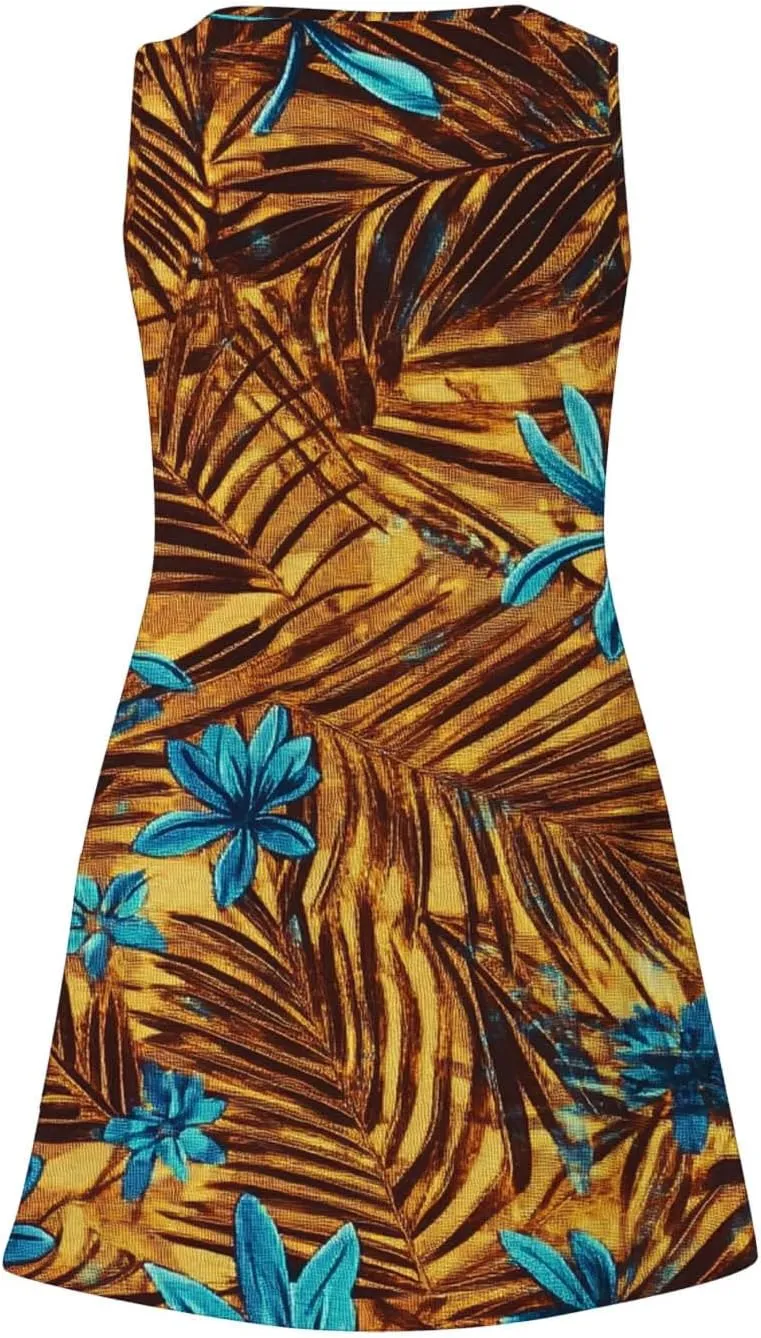 Women Summer Boho Tank Dress Sleeveless Beach Cover Up with Pockets Casual V Neck Dresses Holiday Sundress Outfits