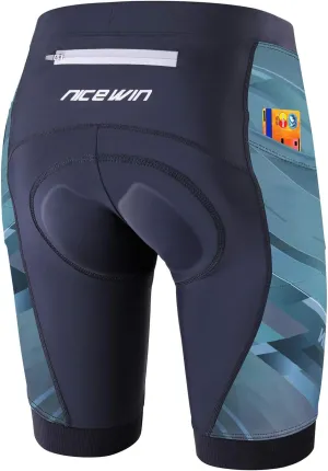 Womens Bike Shorts 4D Gel Pading Cycling Spinning Biker Bicycle Short with Pockets Wide Waistband