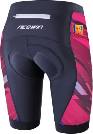 Womens Bike Shorts 4D Gel Pading Cycling Spinning Biker Bicycle Short with Pockets Wide Waistband
