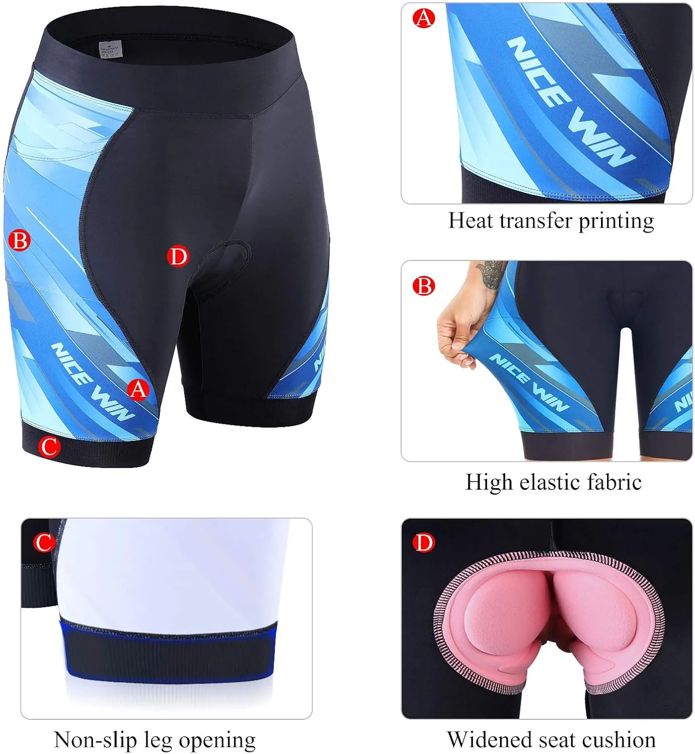 Womens Bike Shorts 4D Gel Pading Cycling Spinning Biker Bicycle Short with Pockets Wide Waistband