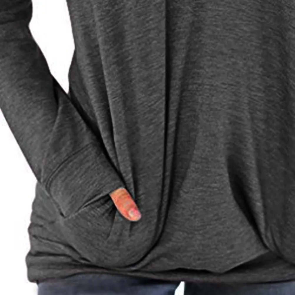 Womens Crewneck Long Sleeve Sweatshirts Casual Pullover Tops Loose Shirt with Pockets