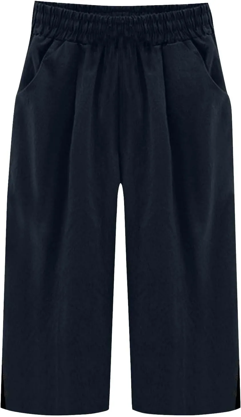 Womens Linen Pants Summer Lightweight Loose Casual Beach Pants Baggy Elastic Waisted Yoga Trousers with Pockets